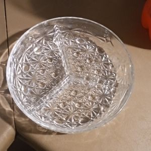 Daisy Button Dot Crystal Divided Dish